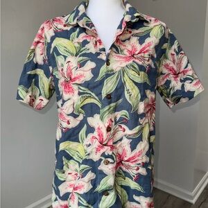 Polo Ralph Lauren Hawaiian Shirt M‎ Floral Linen Cotton Aloha Button Down